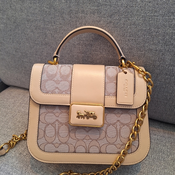 NWT - COACH Retail Alie Saddle Bag In Signature Jacquard -  Stone Ivory - Picture 2 of 9